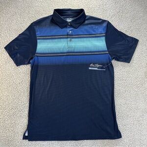 NWT Small Mens Ben Hogan Blue Peacoat‎ Stripe Short Sleeve Performance Polo
